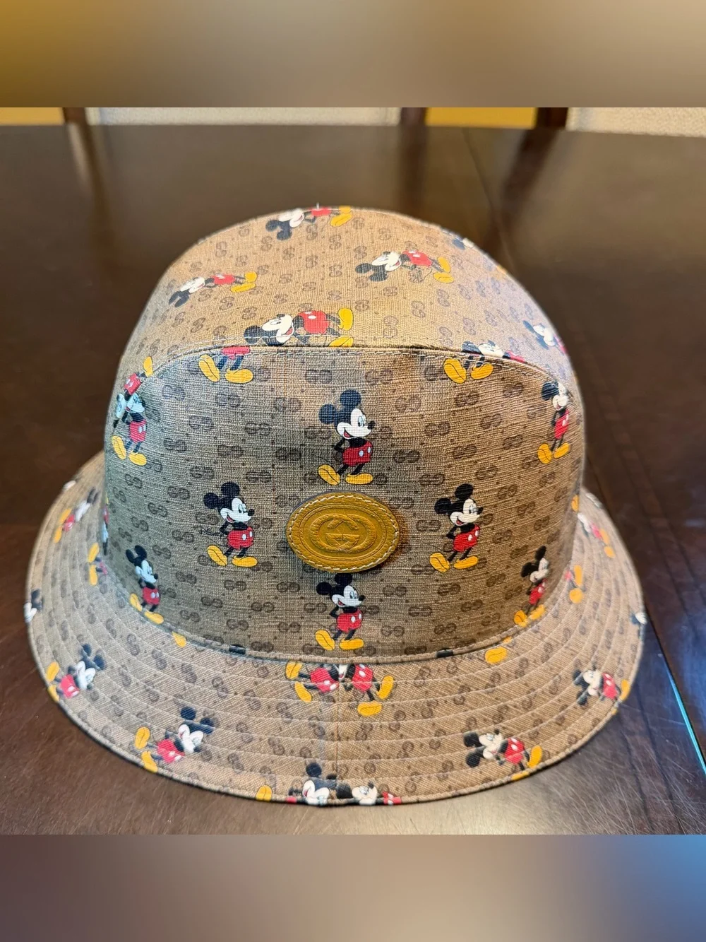 New Authentic Gucci GG x Disney Mickey Mouse Logo Bucket Hat Brown Size M - Picture 2 of 14